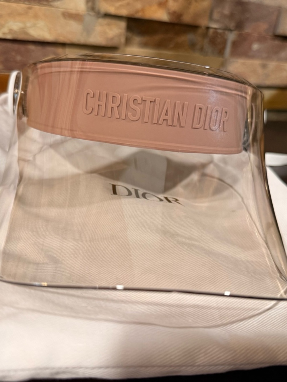 Dior Pink Transparent Logo Visor with White Emblem - Picture 8 of 12